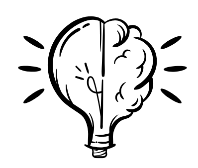 Pencil sketch of half lightbulb and half brain