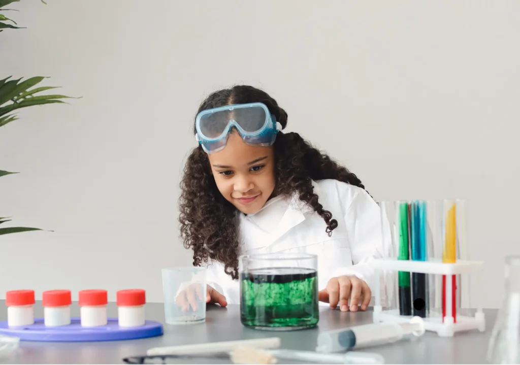 Young girl doing a science experiment