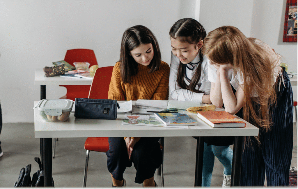 children at school, learning together